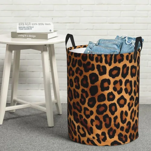 Miniatura 8 de Cool Cheetah Leopard print Circular Hamper Waterproof Storage Bin Organizer Basket Laundry Hamper With Handles For Clothes Toys Small