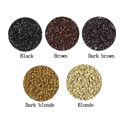Miniatura 6 de 500 cuentas de extensiones de cabello con micro anillos forrados de silicona de 0.197 in, cuentas para extensiones de cabello con punta I