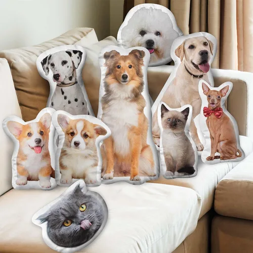 Miniatura 5 de Easycosy Almohada personalizada con fotos de mascotas, almohada personalizada con forma de cara de perro y gato, almohadas personalizadas con imagen