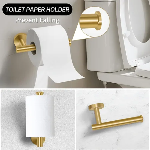 Miniatura 4 de Juego de 5 piezas de accesorios de baño de oro cepillado con toalleros para baño, juego de toallas de baño de acero inoxidable de 23.6 pulgadas, kit