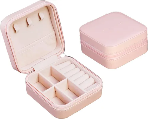 onlyamazing Organizador de viaje de joyería, estuche portátil para joyas para collares, aretes, anillos, colgantes, caja de almacenamiento de