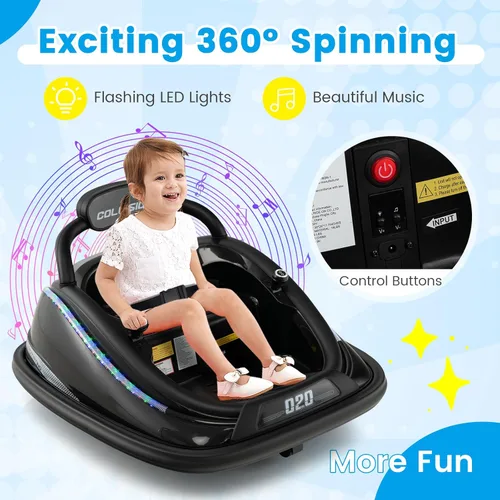Miniatura 4 de OLAKIDS Coche chocador para niños pequeños, juguete eléctrico de 12V para niños con control remoto, vehículo a batería para bebé, rotación de 360