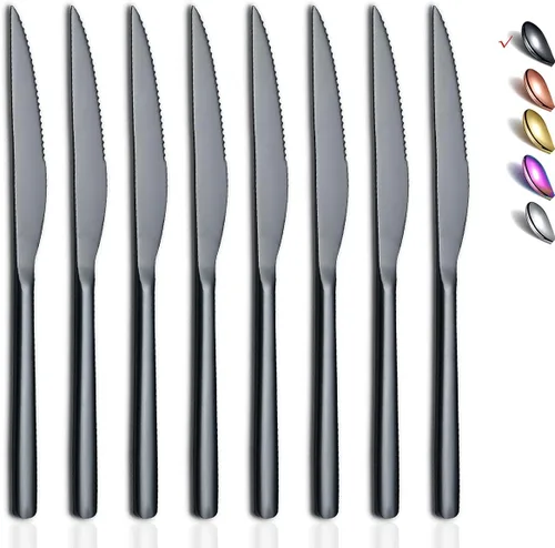 Miniatura 9 de HOMQUEN Cuchillos para carne, juego de 8 cuchillos de carne de acero inoxidable de alta calidad, juegos de cuchillos de carne, cuchillos alemanes