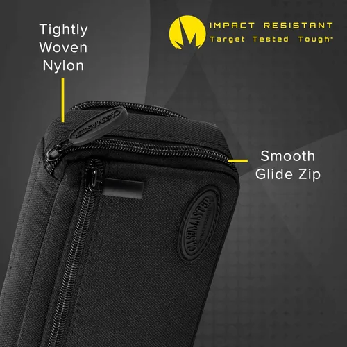 Miniatura 2 de Casemaster Plazma Plus, 3 dardos para dardos suaves y de acero con bolsillo frontal grande para dispositivos móviles, tubo de almacenamiento Negro
