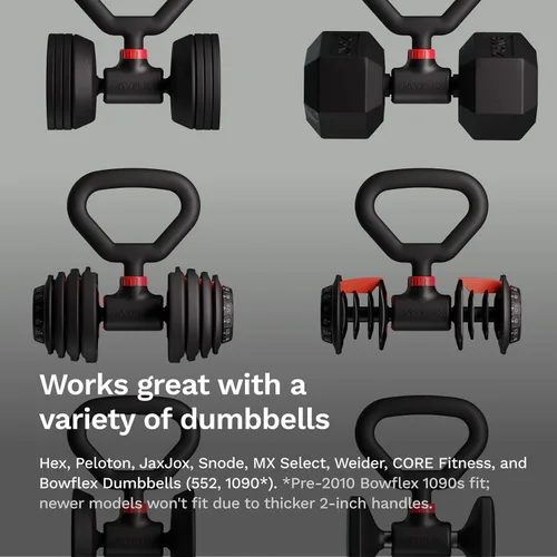 Miniatura 4 de Jayflex Hyperbell Convertidor de Mancuernas - Convierte mancuernas en conjunto de barra y pesas rusas para fitness en casa - Ajustable y hasta 200