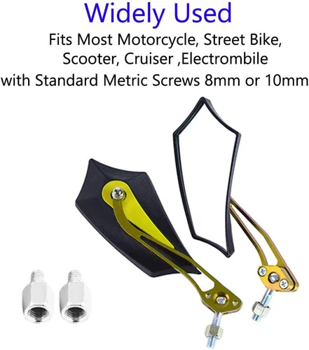 Miniatura 6 de ESUPPORT Oro Universal Motocicleta Motocicleta 0.315 in 0.394 in Espejo Lateral Vista Trasera ATV Scooter Bike