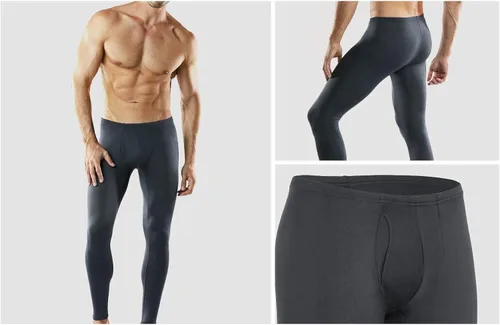 Miniatura 9 de TSLA Pantalones de ropa interior térmica para hombre, leggings largos con forro polar cálido, capa base de invierno