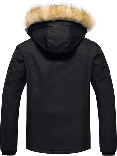 Miniatura 2 de Pursky Chaqueta de esquí impermeable para hombre abrigos de nieve de invierno abrigos de piel con capucha