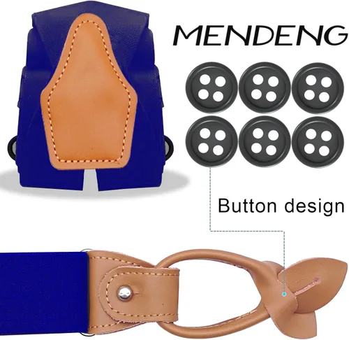 Miniatura 28 de MENDENG Tirantes de gancho giratorio de bronce vintage con 4 tirantes ajustables para hombre