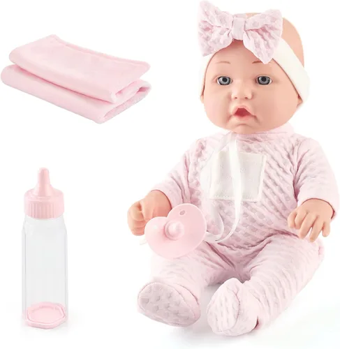 Miniatura 3 de Juego de muñecas realistas de 12 pulgadas en caja de regalo, incluye chupete, botella y manta suave, juguete de muñeca recién nacida para niñas