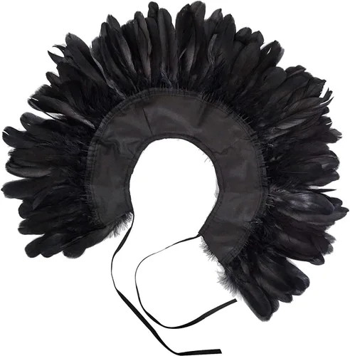 Miniatura 8 de L'VOW Estola de capa de plumas de moda negro blanco beige chal iridiscente