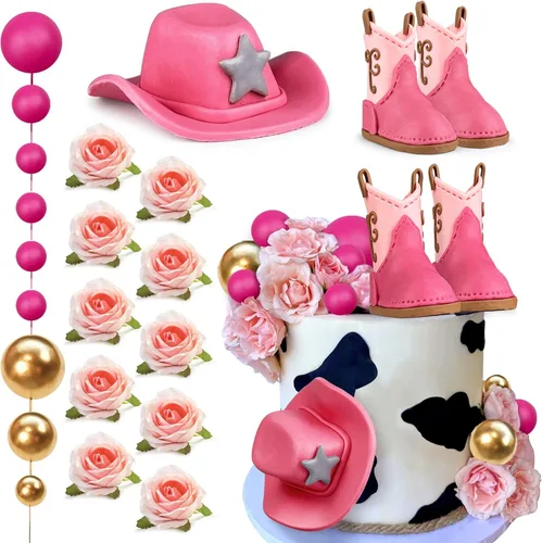 Miniatura 5 de 31 piezas de decoraciones de pastel de vaquero, sombrero de vaquero y bota, decoración de pastel de vaquero occidental, vaquera, cumpleaños, baby