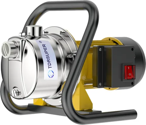 TDRSUPER 1.0HP Bomba eléctrica de pozo poco profundo 110V Bomba de transferencia de agua portátil 1080GPH 18GPM Bombas de acero inoxidable Bomba de