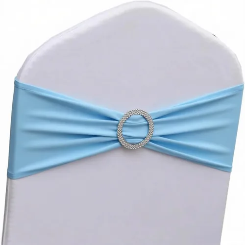 Bandas para Sillas Azul Bebé Paquete de 100, Bandas para Sillas de Spandex Azul Claro para Boda Fiesta Cumpleaños Fundas de Sillas Plegables