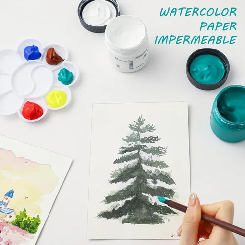 Miniatura 4 de Silunkia 120 hojas de papel de acuarela 100% algodón de 8.5 x 11 pulgadas para pintar, papel blanco pesado prensado en frío de 140 libras/10.58
