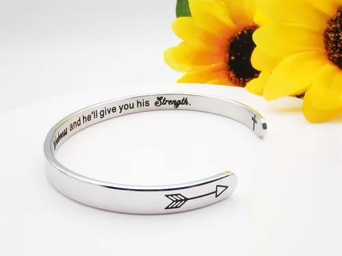 Miniatura 383 de Pulseras inspiradoras para mujer, joyería de acero inoxidable, con refranes, pulsera motivacional con mensaje oculto, pulseras grabadas para mejor