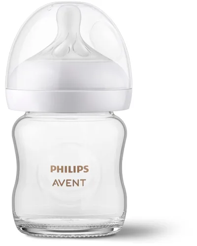 Miniatura 4 de Philips Avent SCY910/01 - Biberón de vidrio natural con pezón de respuesta natural (flujo lento, flujo 2), 4 onzas, SCY910/01