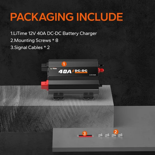 Miniatura 7 de LiTime 12V 40A Cargador de CC a CC para baterías de 14.6V LiFePO4 de litio, plomo-ácido, AGM, gel, cargador de batería rápido de 3 etapas para RVs