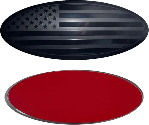 Miniatura 9 de 7.75 pulgadas Emblema de Superposición de Puerta Trasera de Aluminio, Emblema Ovalado de Bandera Negra de América Compatible con Ford Expedition