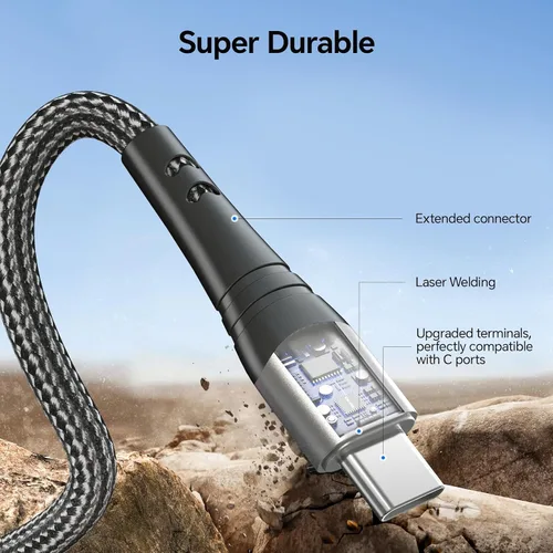 Miniatura 5 de Cable de carga USB C de 10 pies de carga rápida de 60 W, paquete de 2 cables de carga tipo C USB C a USB C, cable compatible con iPhone