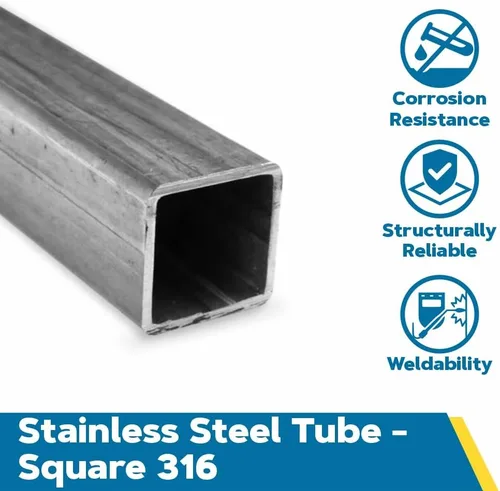 Miniatura 2 de Barra rectangular de acero inoxidable 316 hueco, en pulgadas, ASTM A554, 1