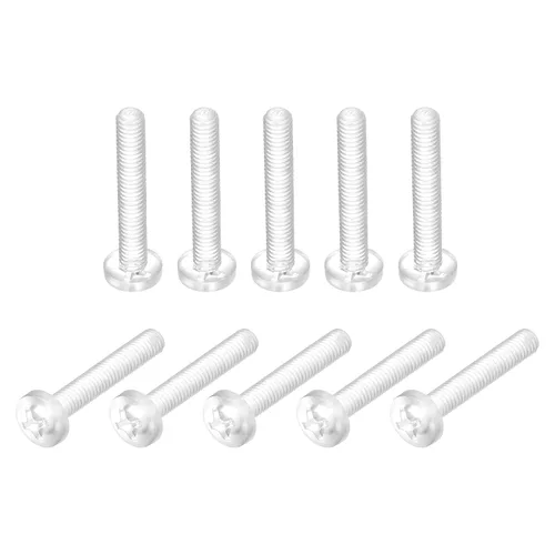 Miniatura 18 de uxcell M2x6mm plástico Phillips pernos 50pcs PC Pan cabeza máquina tornillos transparentes