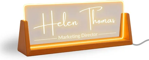 Miniatura 9 de Placa de nombre profesional de oficina, placa de nombre personalizada con soporte LED, placa de nombre personalizada de acrílico para decoración
