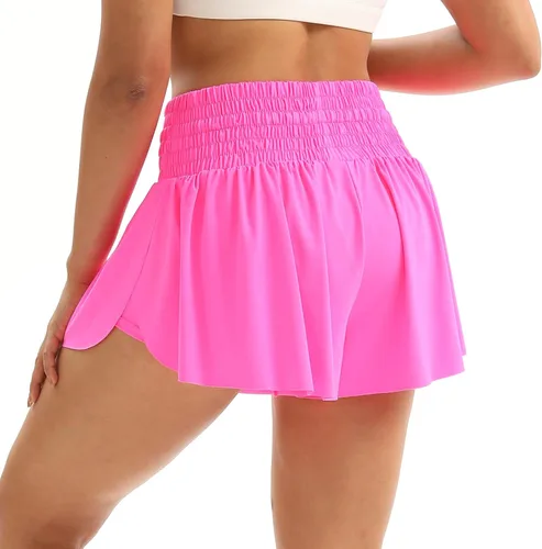 Miniatura 4 de Blaosn Pantalones cortos atléticos fluidos para mujer, cintura alta, gimnasio, yoga, entrenamiento, correr, tenis, falda falda pantalón de ropa