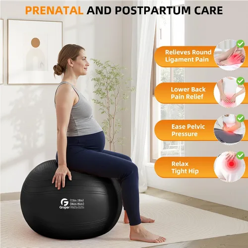 Miniatura 2 de Gruper Pelota de yoga, pelota de ejercicio antideslizante extra gruesa para entrenamiento, yoga, embarazo, 4 tamaños de silla anti estallido