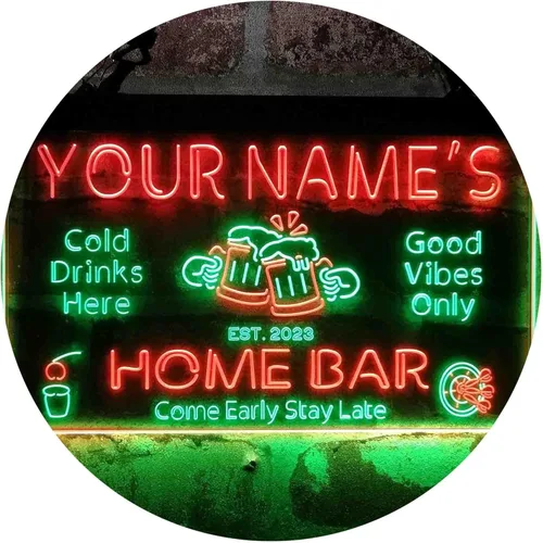Miniatura 28 de ADVPRO Letrero de neón LED de doble color personalizado con tu nombre para bar casero de cerveza, año de establecimiento, blanco y morado, 16 x 12