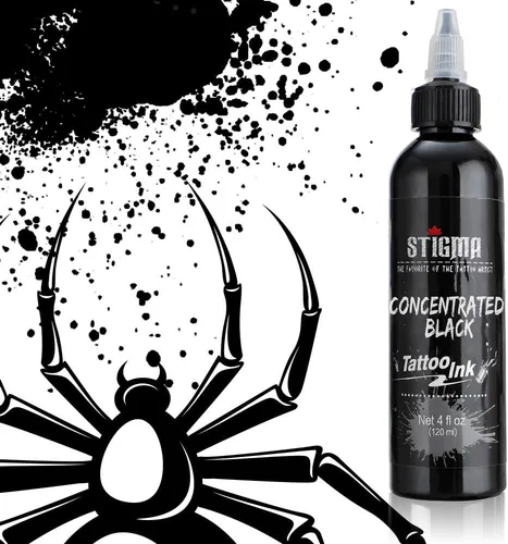 Miniatura 3 de STIGMA Tinta de tatuaje negra 4 oz 4.1 fl oz forro, pigmento de tatuaje estándar de EE. UU. Color concentrado uniformemente vibrante y brillante