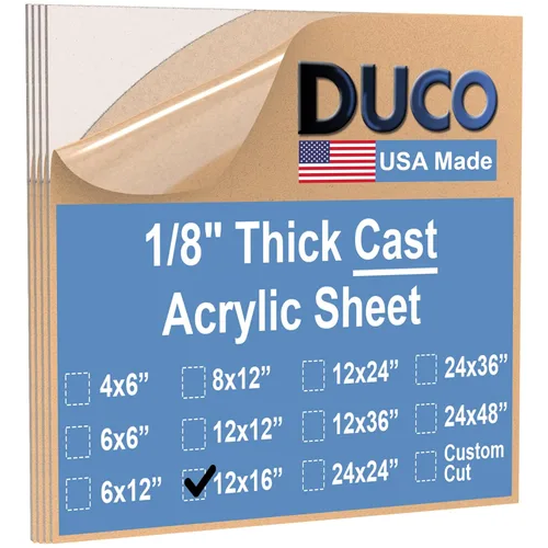 Miniatura 42 de Duco - Hoja de acrílico fundido transparente hecha en Estados Unidos, 1/8 de pulgada de grosor, 12 x 12 pulgadas, 1 paquete de láminas de plexiglás