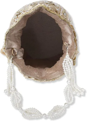 Miniatura 8 de Aheli Indian Potli - Bolso de noche para mujer, bolso de mano étnico para novia con cordón