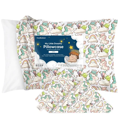 KeaBabies Funda de almohada para niños pequeños de 13 x 18 pulgadas, funda de almohada de algodón orgánico para niños, niñas, funda de algodón suave