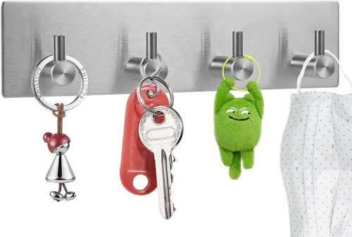 Miniatura 8 de Picowe Soporte para llaves decorativo de pared, ganchos adhesivos de acero inoxidable, organizador de llaves para pared, gancho para toallas