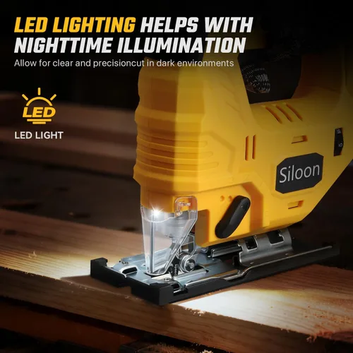 Miniatura 8 de Sierra de calar con batería Dw de 20 V, rompecabezas inalámbrico con 7 velocidades variables hasta 3200 RPM, luz LED, cortes biselados de 45°, 3