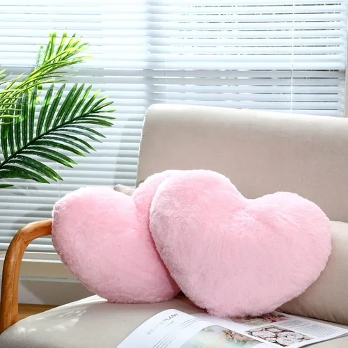 Miniatura 6 de Remerry 4 almohadas de corazón, almohadas de San Valentín, almohada decorativa para dormitorio, cama, sofá, fiesta de pijamas para niños y niñas Rosa