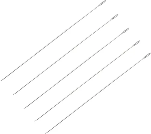 Miniatura 25 de 10 agujas Lei para fabricación de Leis, aguja de costura de ojos grandes de 4.7 pulgadas para manualidades, aguja larga de Lei para hacer flores
