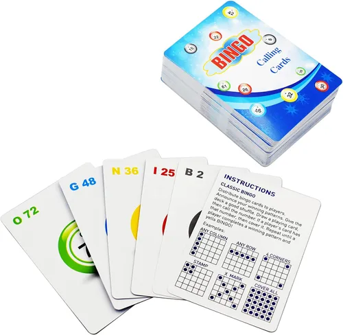 Miniatura 6 de Juego Completo de Bingo Yuanhe - 100 Tarjetas de Bingo, 1000 Fichas y Baraja de Tarjetas de Llamada para Familia, Grandes Grupos, Fiestas, Noches