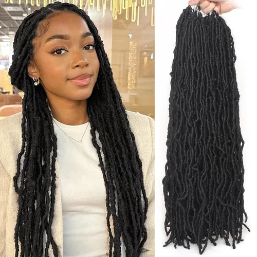 Leeven Nuevas Trenzas de Ganchillo de Cabello con Locs Falsos Suaves de 24 Pulgadas de Largo Locs de Diosa Desgastados 6 Paquetes Negro Natural