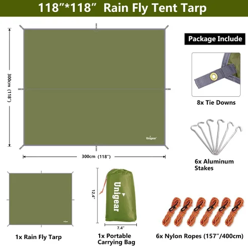 Miniatura 5 de Casa de campaña impermeable, lona para refugio y parasol Verde