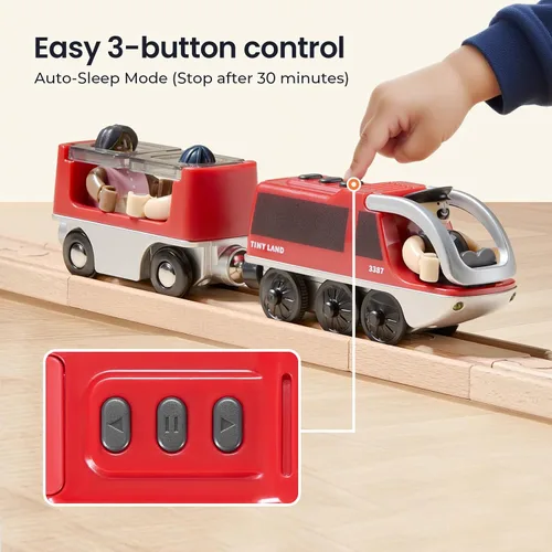 Miniatura 6 de Tiny Land Tren de locomotora de acción a baterías, potente juego de tren bala compatible con las principales pistas de marcas, juguetes de pista a