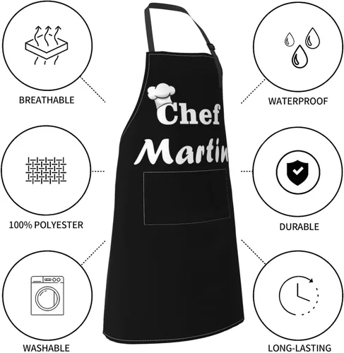 Miniatura 5 de Delantal de chef personalizado para mujeres y hombres con bolsillos personalizado NPhoto Picture Cooking Delantal, Style3