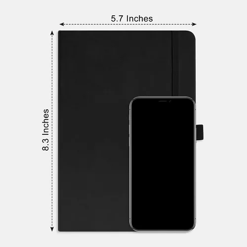 Miniatura 8 de RETTACY Cuaderno Diario con Puntos, 256 Páginas, Tamaño A5 Mediano (14.5 × 21 cm), Tapa Dura de Cuero, Papel Grueso de 120 g/m², para Diario de Negro