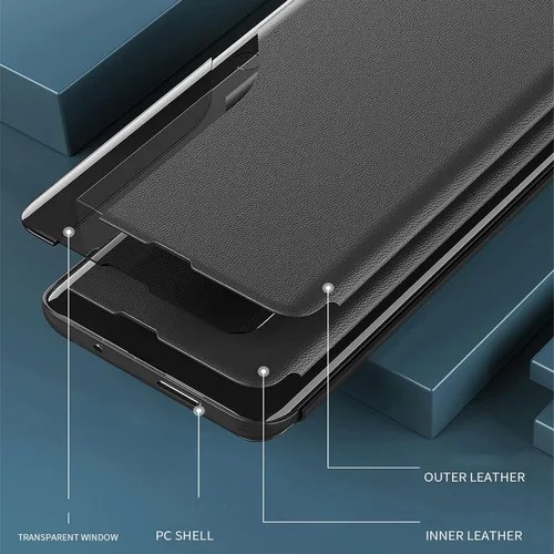 Miniatura 4 de Funda para Huawei P30 Lite, Clear View - Funda de piel sintética con función atril, funda protectora a prueba de golpes, color negro