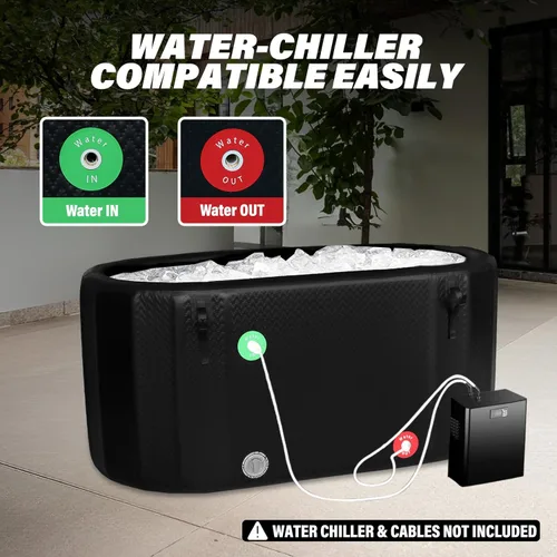 Miniatura 3 de Bañera fría mejorada para atleta, bañera de hielo inflable de 156 galones compatible con enfriador de agua, bañera portátil para recuperación