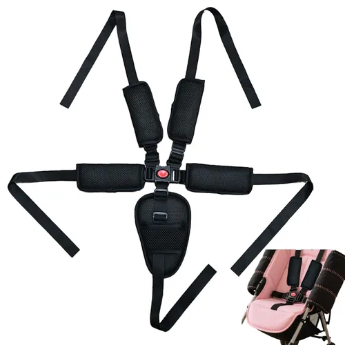 Correas de asiento universales de 5 puntos, cinturón de arnés ajustable para silla alta, cinturón de arnés con 4 almohadillas para los hombros y