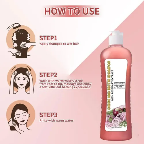 Miniatura 6 de Champú de cebolla y biotina con extracto de romero Concentrated Formula, Thicker Fuller-Looking Hair, Hydrates Strengthens , Sulfate-Free, For All