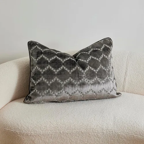 Miniatura 7 de Fundas de almohada con diseño de terciopelo de corte morisco, elegante y lujosa, color gris, fundas de cojín decorativas grandes para sofá, cama