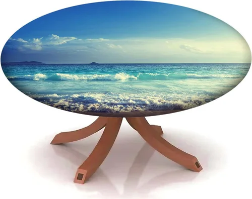 Miniatura 41 de Mantel con patrón de playa, borde elástico, impermeable, lavable, para uso en interiores y exteriores, patio, turquesa aguamarina, para mesas